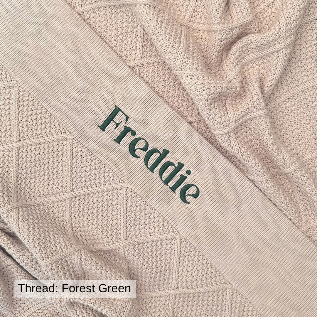 Personalised Diamond Knit Baby Blanket - Oatmeal