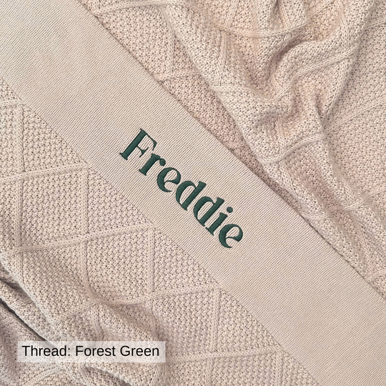 Personalised Diamond Knit Baby Blanket - Oatmeal