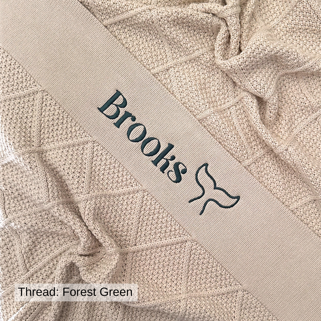 Personalised Diamond Knit Baby Blanket - Oatmeal