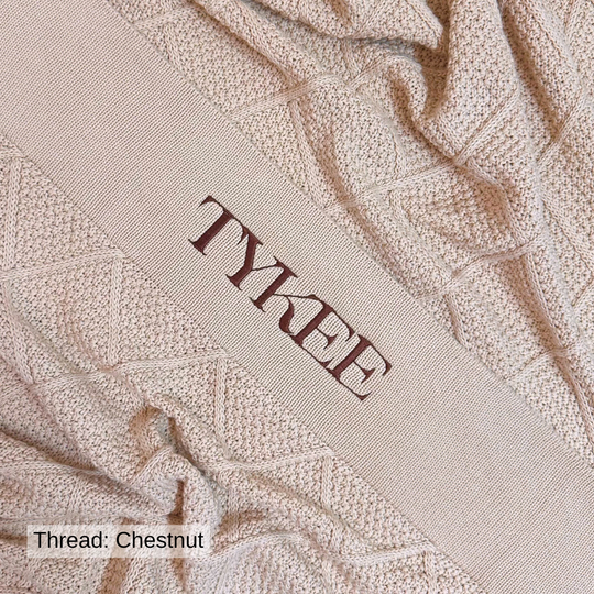 Personalised Diamond Knit Baby Blanket - Oatmeal