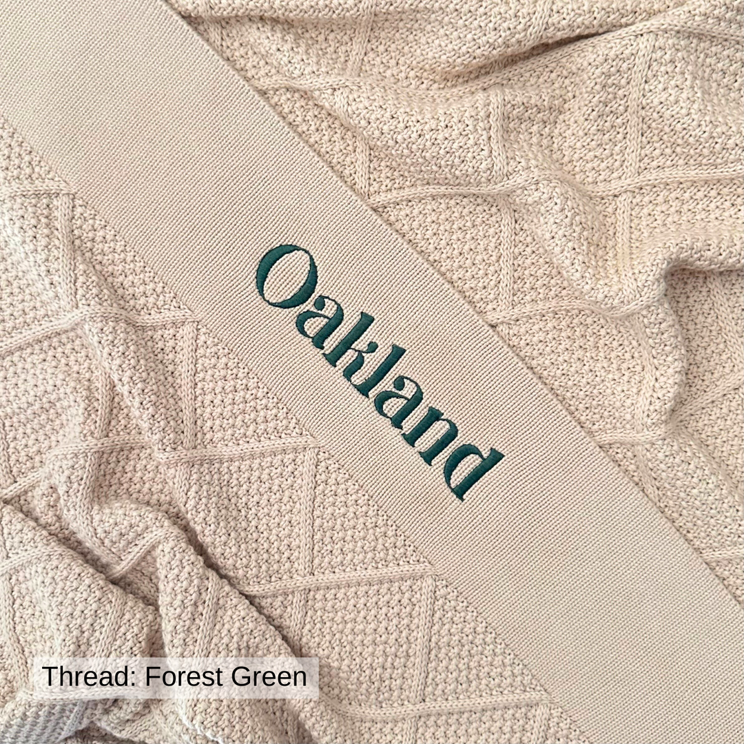 Personalised Diamond Knit Baby Blanket - Oatmeal