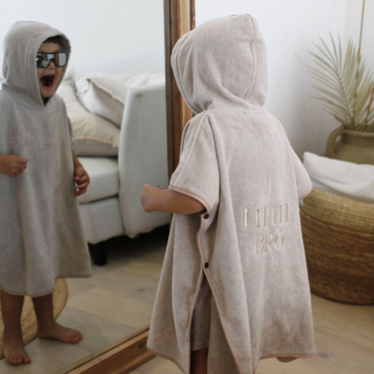 Luxe Bath & Swim Poncho - Stone Beige with Side Closures