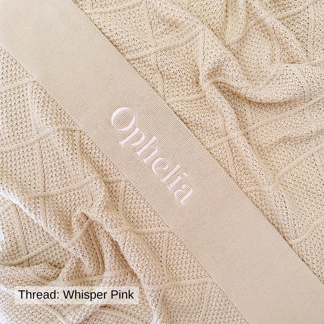 Personalised Diamond Knit Baby Blanket - Oatmeal