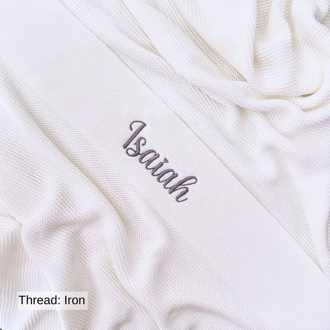 Personalised Cotton Knit Baby Blanket - Ivory