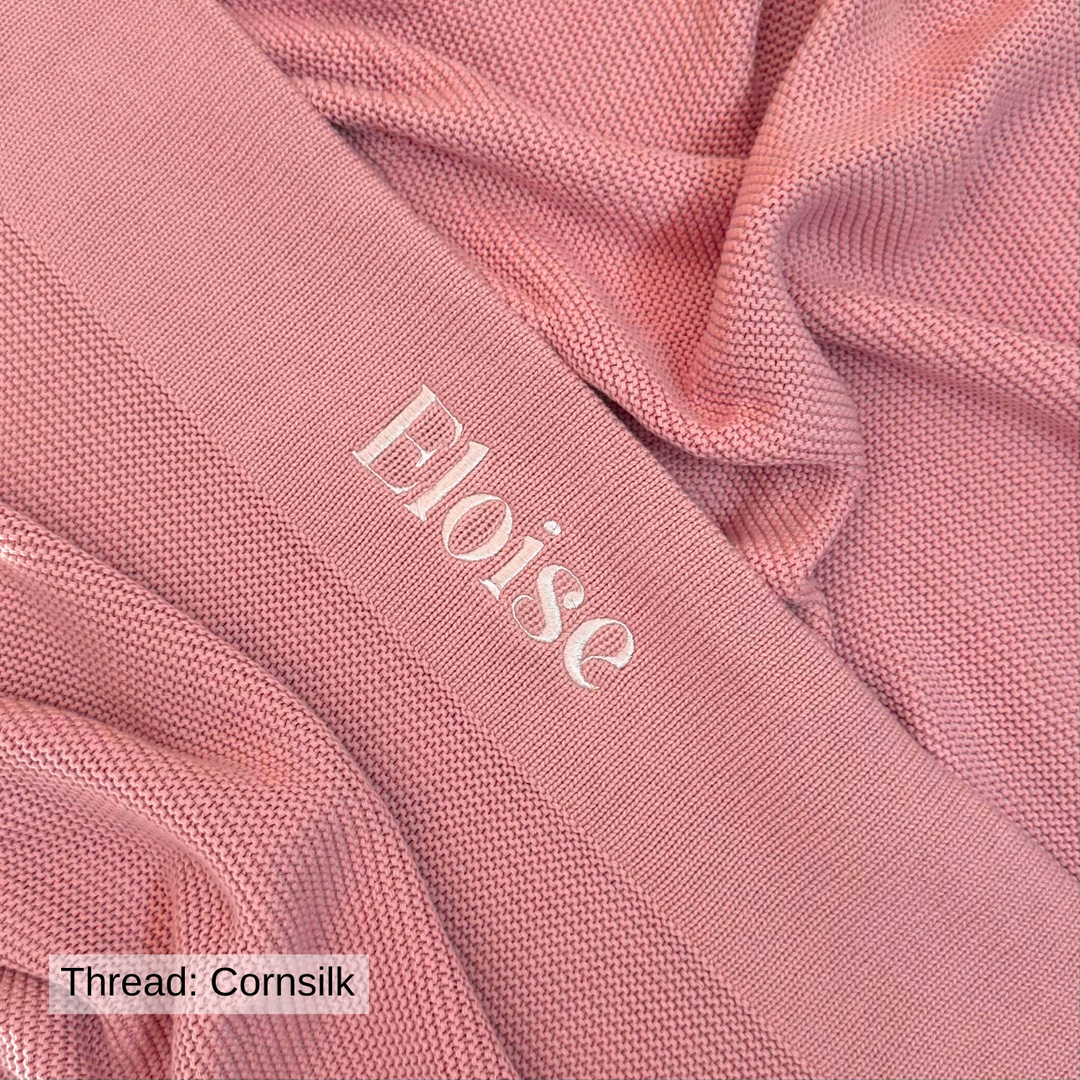 Personalised Cotton Knit Baby Blanket - Dusty Pink