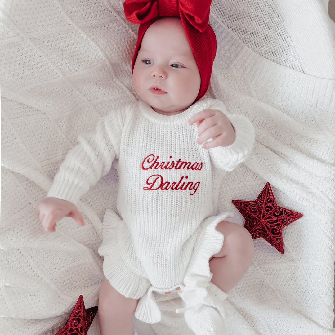 Christmas Frill Knit Baby Romper