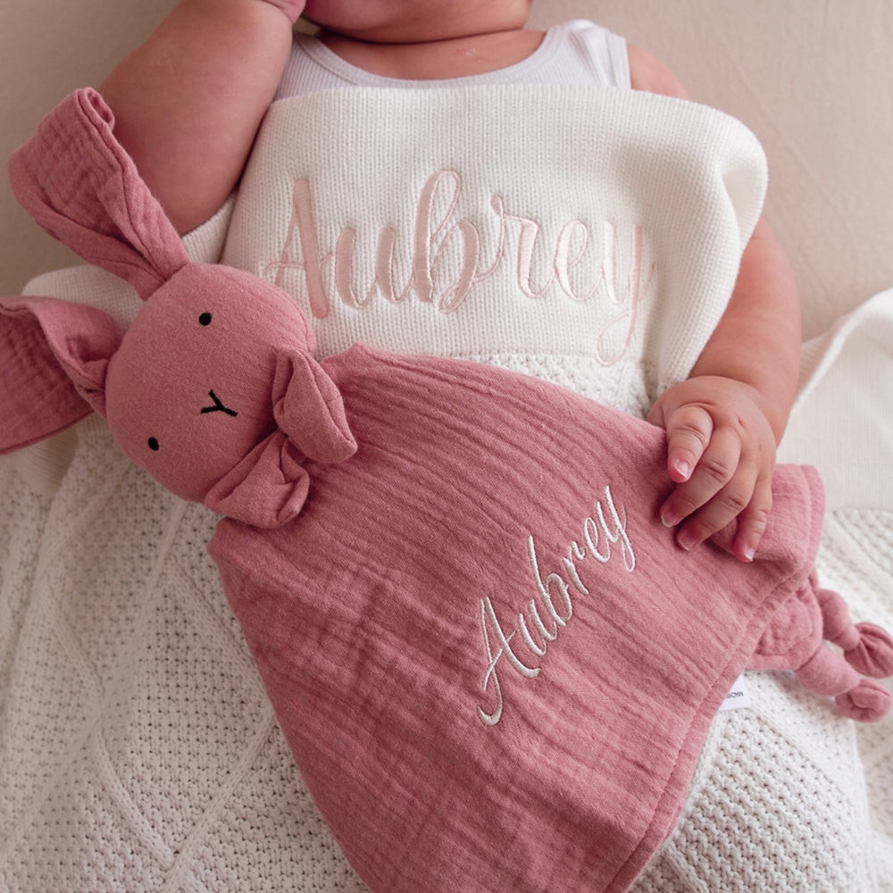 Personalised Diamond Knit Baby Blanket - Ivory