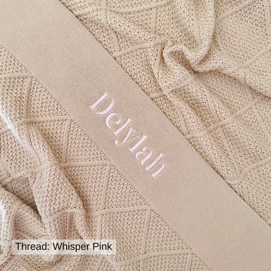 Personalised Diamond Knit Baby Blanket - Oatmeal