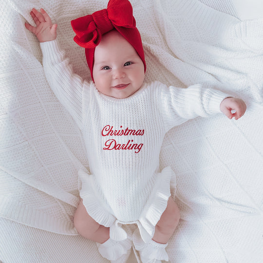Christmas Frill Knit Baby Romper