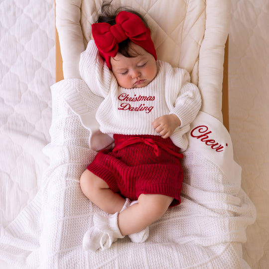 Christmas Red Knit Bubble Shorties