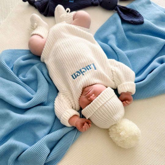 Personalised Chunky Knit Baby Romper - Ivory