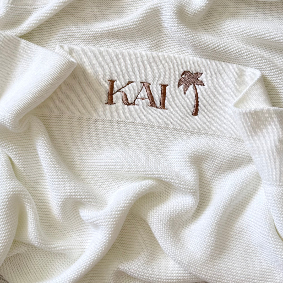 Personalised Cotton Knit Baby Blanket - Ivory