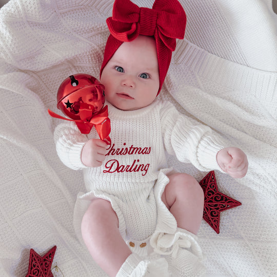 Christmas Frill Knit Baby Romper
