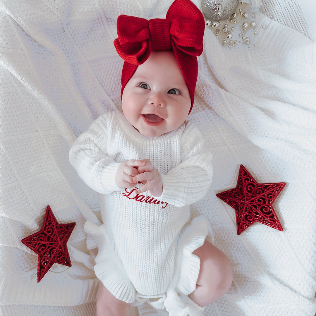 Christmas Frill Knit Baby Romper