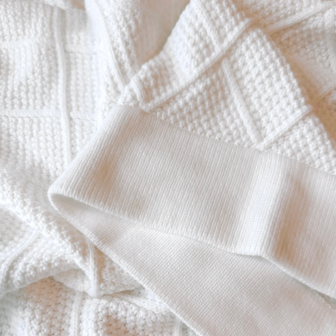 Personalised Diamond Knit Baby Blanket - Ivory