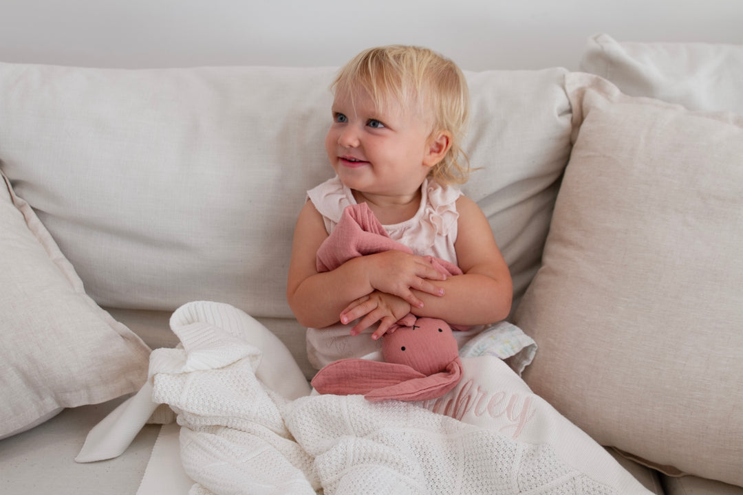 Personalised Diamond Knit Baby Blanket - Ivory