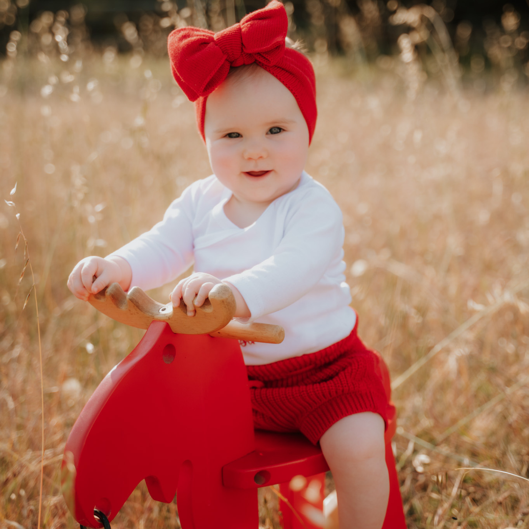 Christmas Red Knit Bubble Shorties