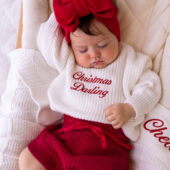Christmas Red Knit Bubble Shorties