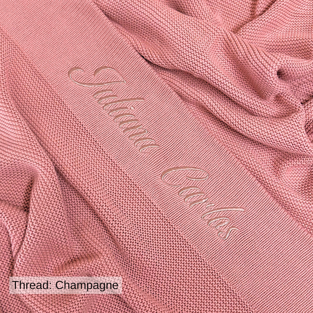 Personalised Cotton Knit Baby Blanket - Dusty Pink