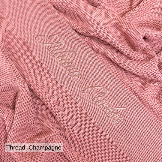 Personalised Cotton Knit Baby Blanket - Dusty Pink