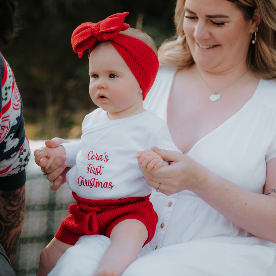 Christmas Red Knit Bubble Shorties