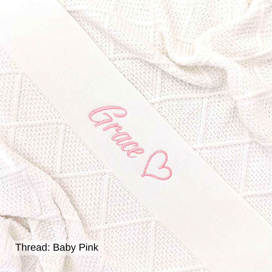 Personalised Diamond Knit Baby Blanket - Ivory