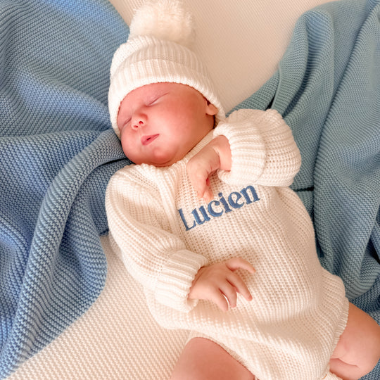 Personalised Chunky Knit Baby Romper - Ivory