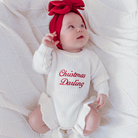 Christmas Frill Knit Baby Romper