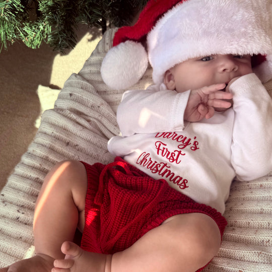 Christmas Red Knit Bubble Shorties