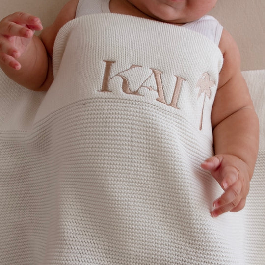 Personalised Cotton Knit Baby Blanket - Ivory