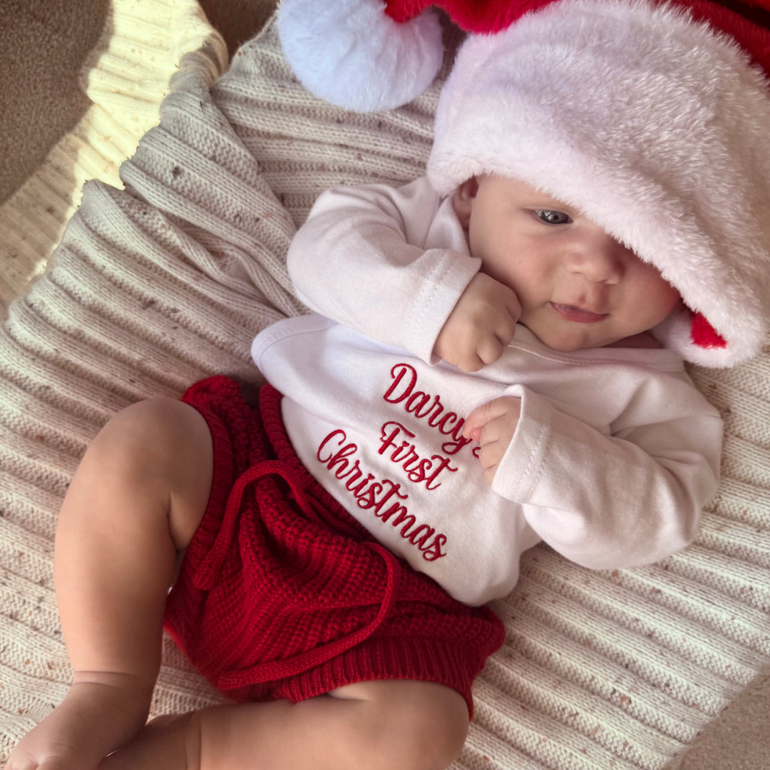 Christmas Red Knit Bubble Shorties