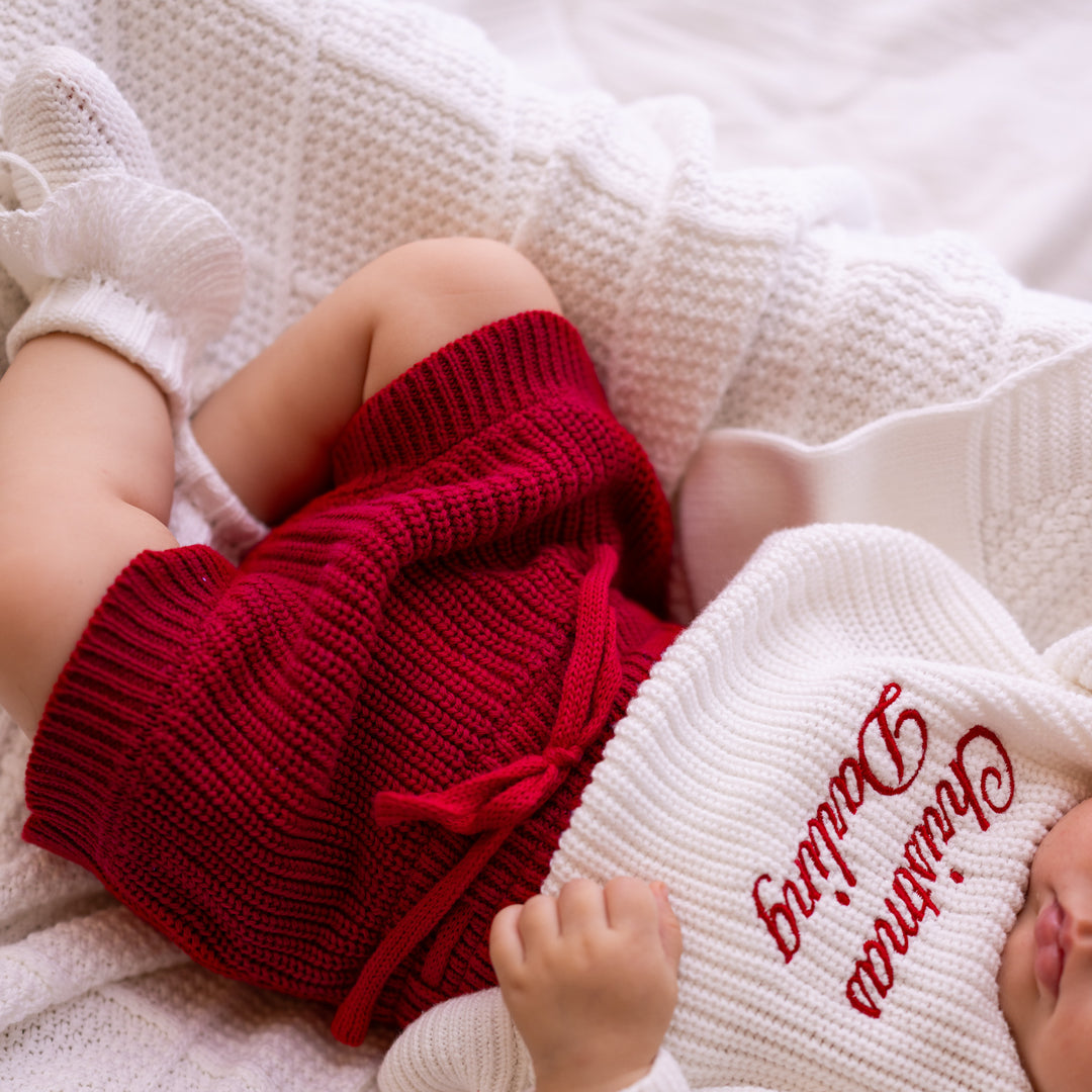 Christmas Red Knit Bubble Shorties