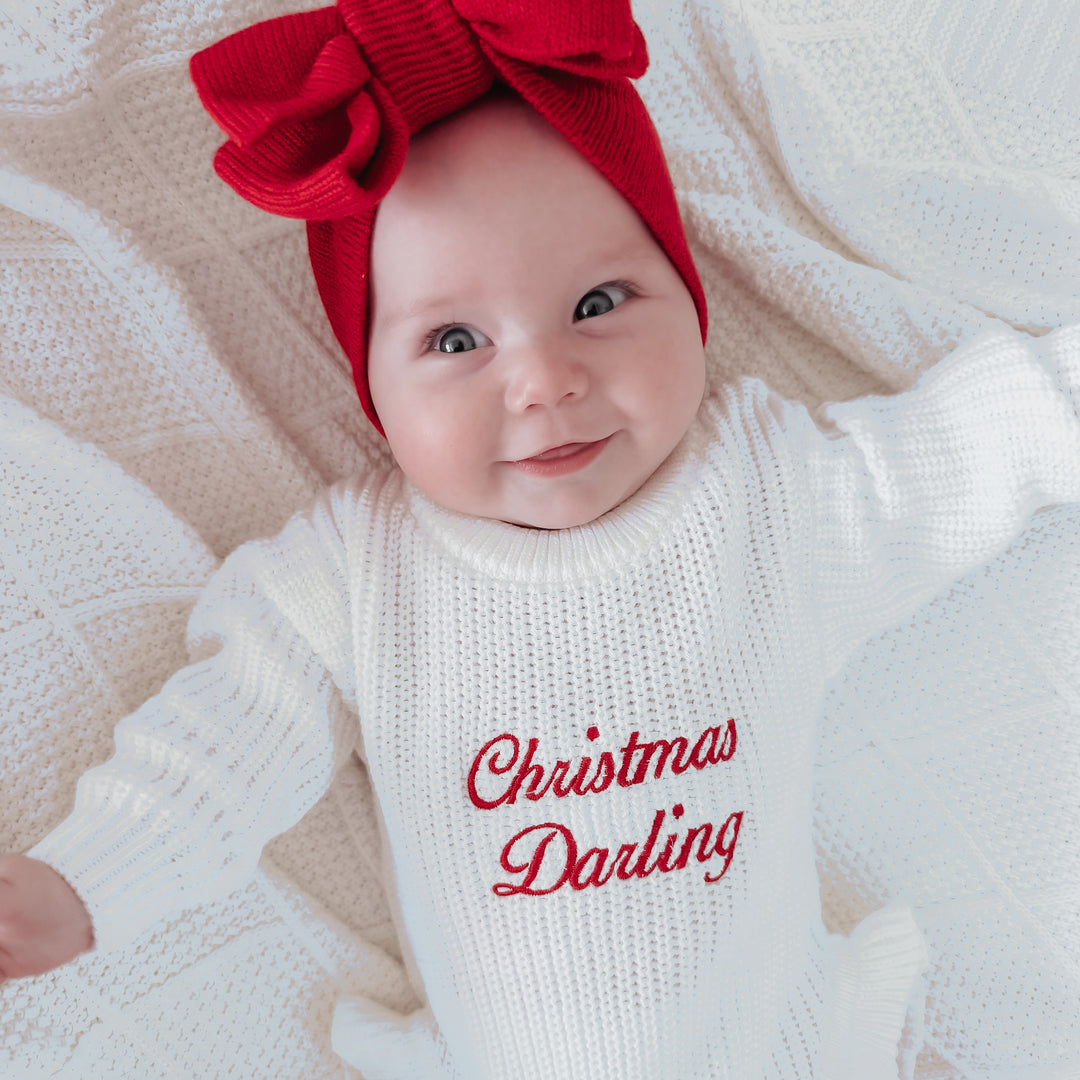 Christmas Frill Knit Baby Romper
