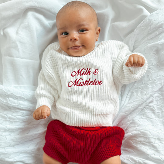 Christmas Red Knit Bubble Shorties