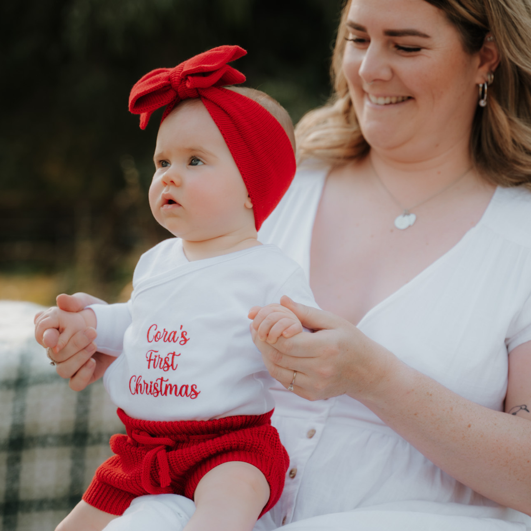 Christmas Red Oversized Knit Bow