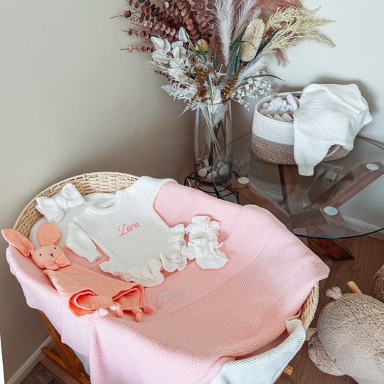Personalised Frill Knit Baby Romper - Ivory
