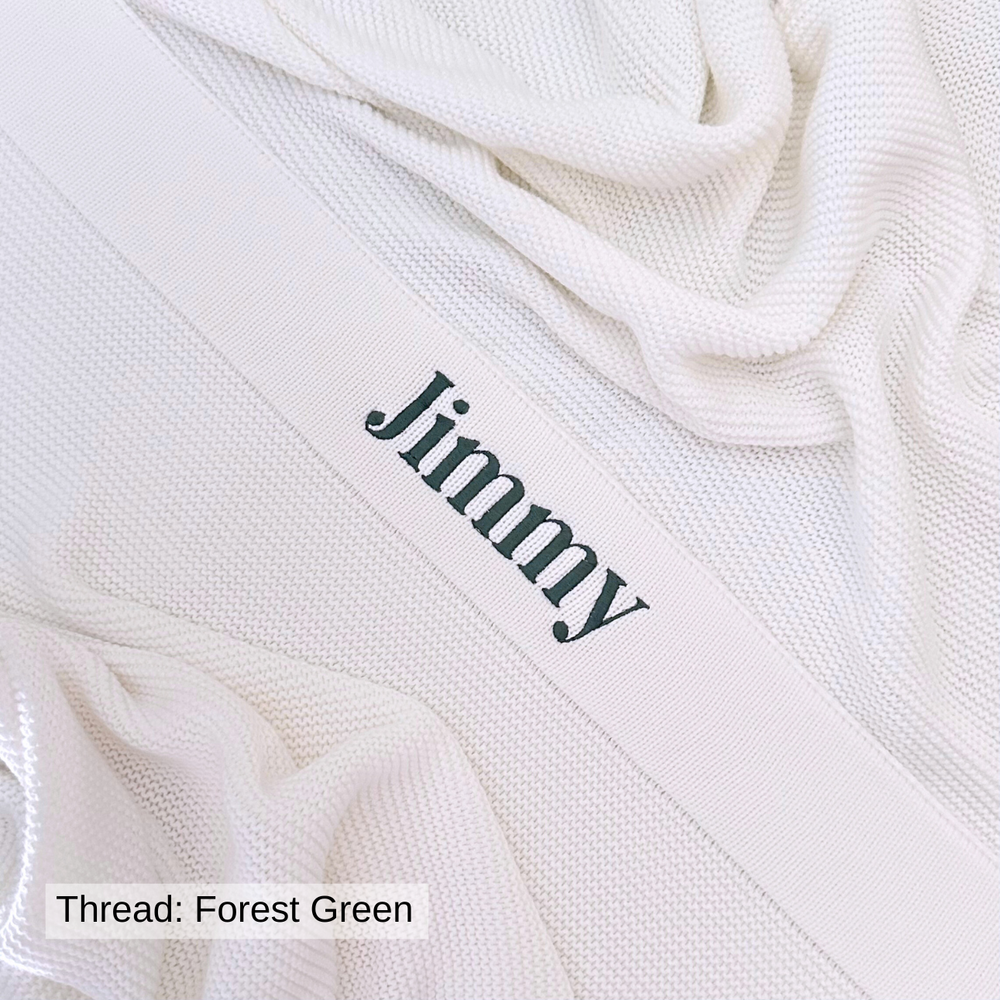 Limited Edition Knit Baby Blanket - Interlocked Trim Detail (Ivory)