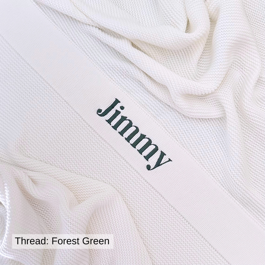 Limited Edition Knit Baby Blanket - Interlocked Trim Detail (Ivory)