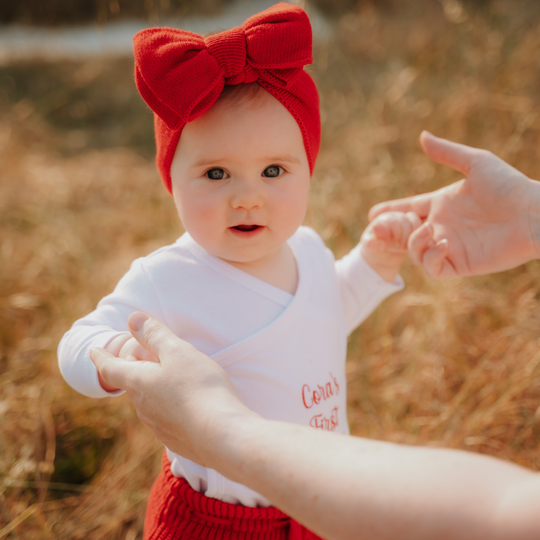 Christmas Red Oversized Knit Bow