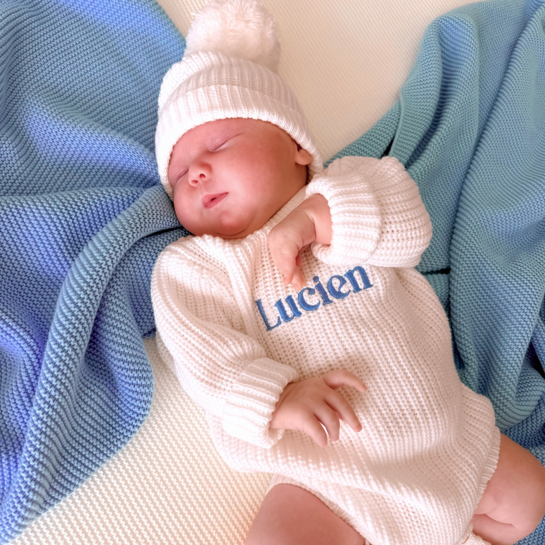 Personalised Chunky Knit Baby Romper - Ivory