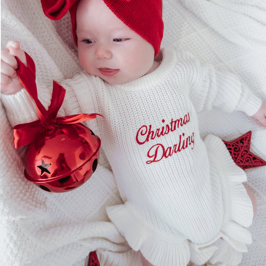 Christmas Frill Knit Baby Romper