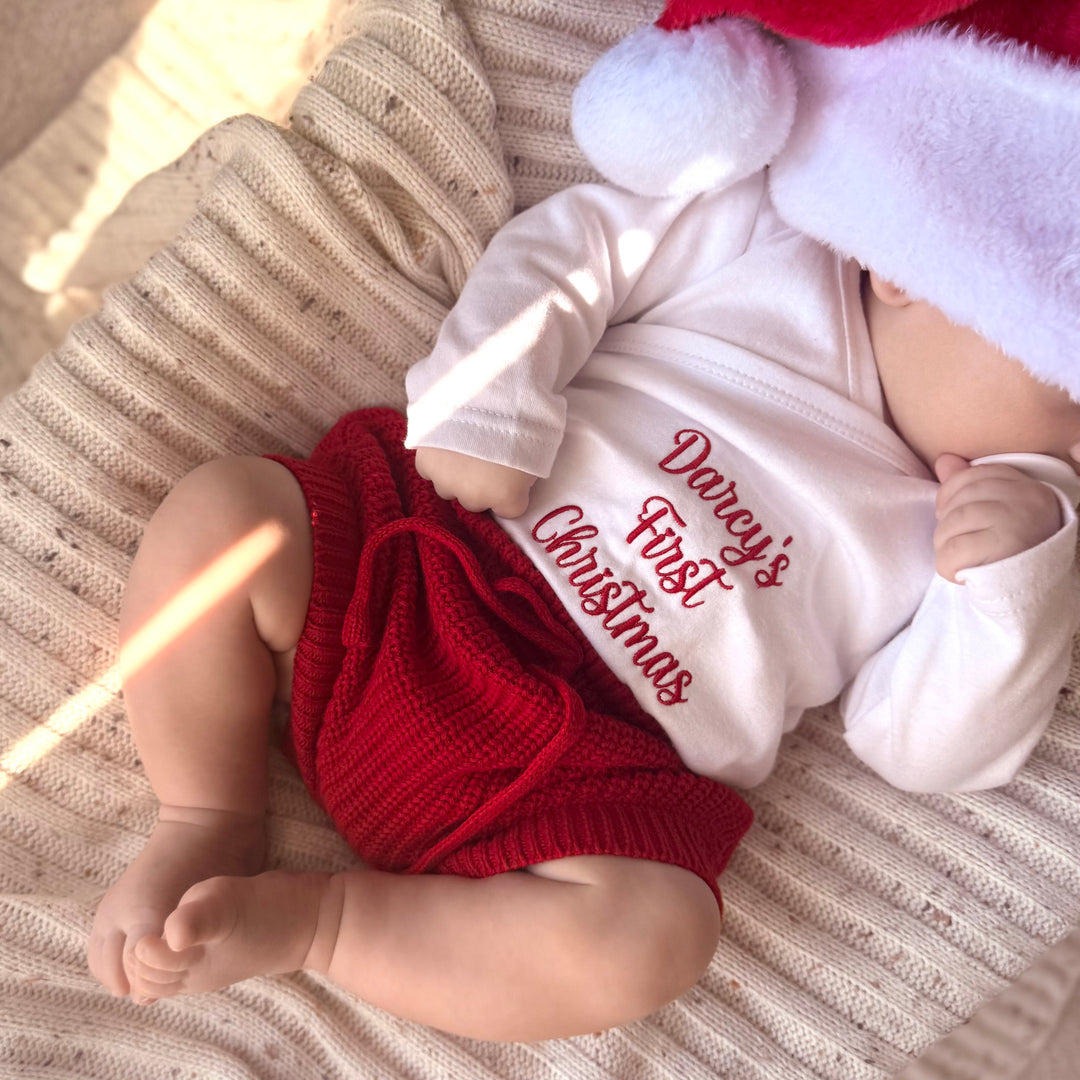 Christmas Red Knit Bubble Shorties