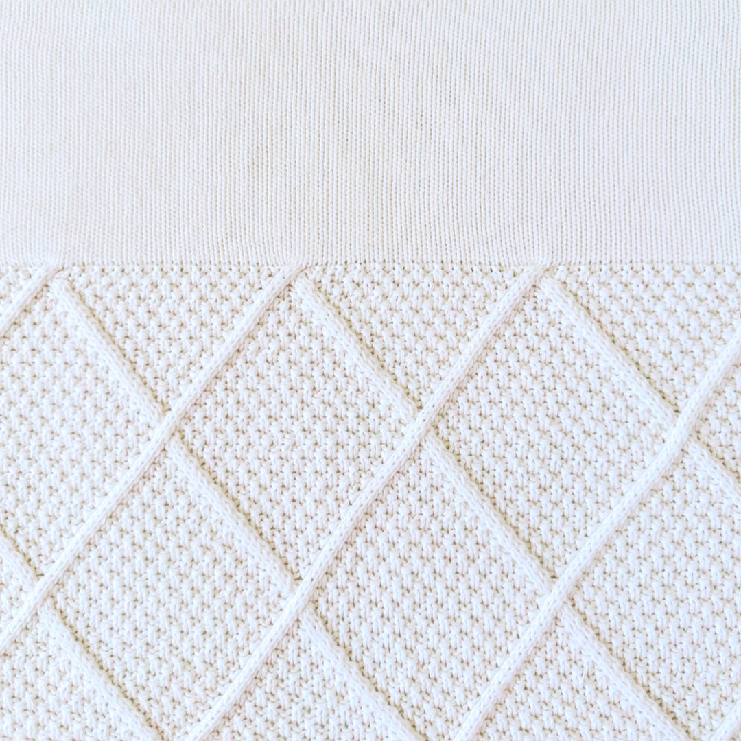 Personalised Diamond Knit Baby Blanket - Ivory
