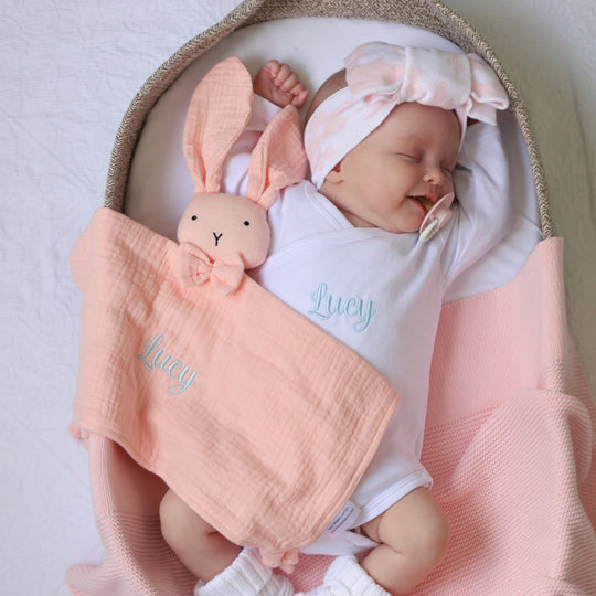 Personalised Cotton Knit Baby Blanket - Baby Pink