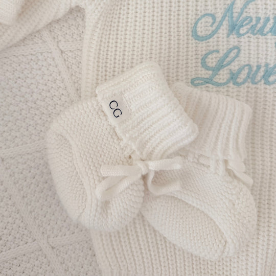 Chunky Knit Baby Booties - Ivory