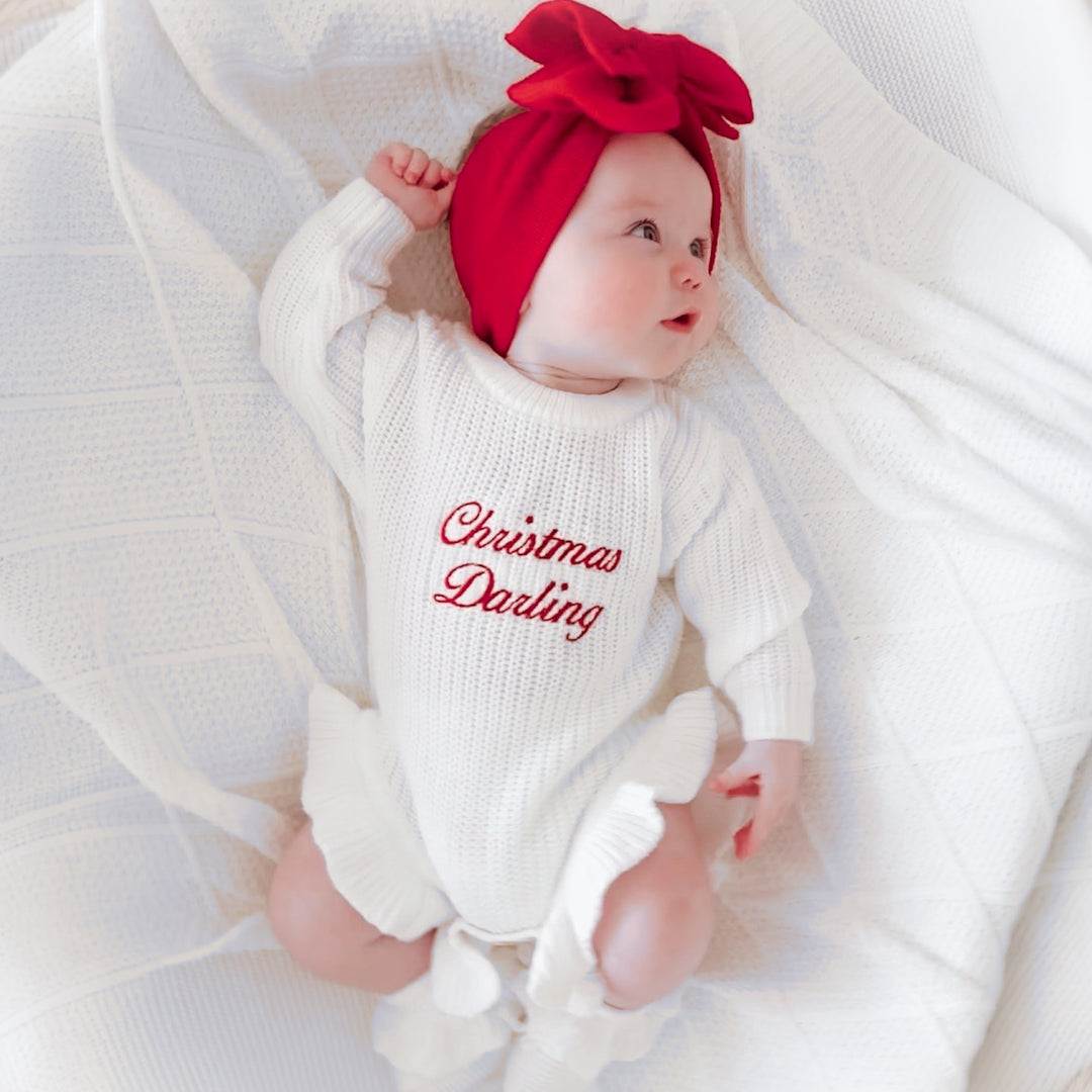 Christmas Frill Knit Baby Romper