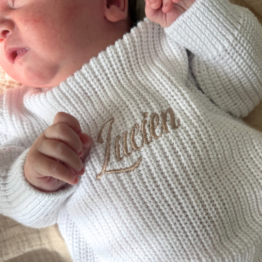 Personalised Chunky Knit Baby Romper - Ivory