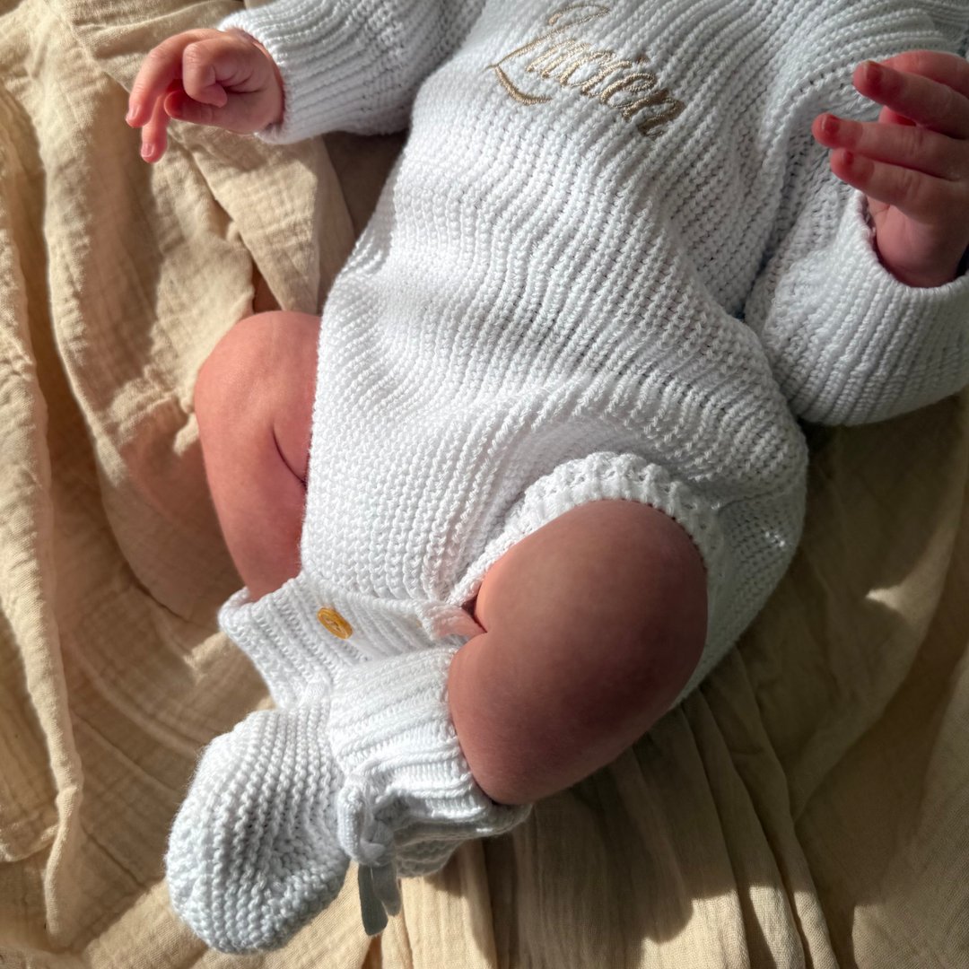 Personalised Chunky Knit Baby Romper - Ivory