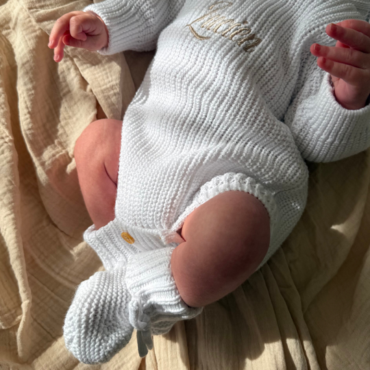 Personalised Chunky Knit Baby Romper - Ivory