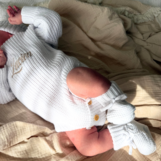 Personalised Chunky Knit Baby Romper - Ivory